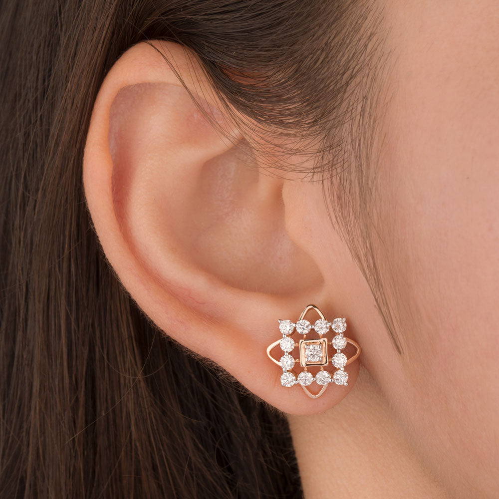 18K Rose Gold Diamond Earrings - 1.179ct VS-GH