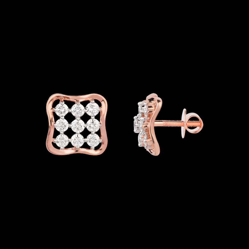 18K Rose Gold Diamond Earrings - 0.872ct VVS-VS-HI