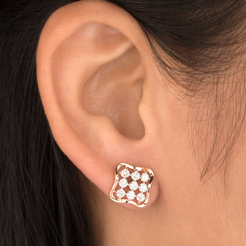 18K Rose Gold Diamond Earrings - 0.872ct VVS-VS-HI