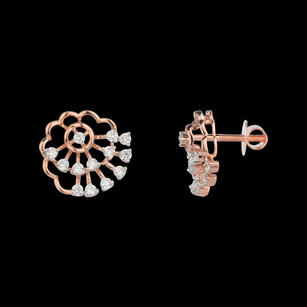 14K Rose Gold Diamond Earrings - 0.467ct VS-SI-FG