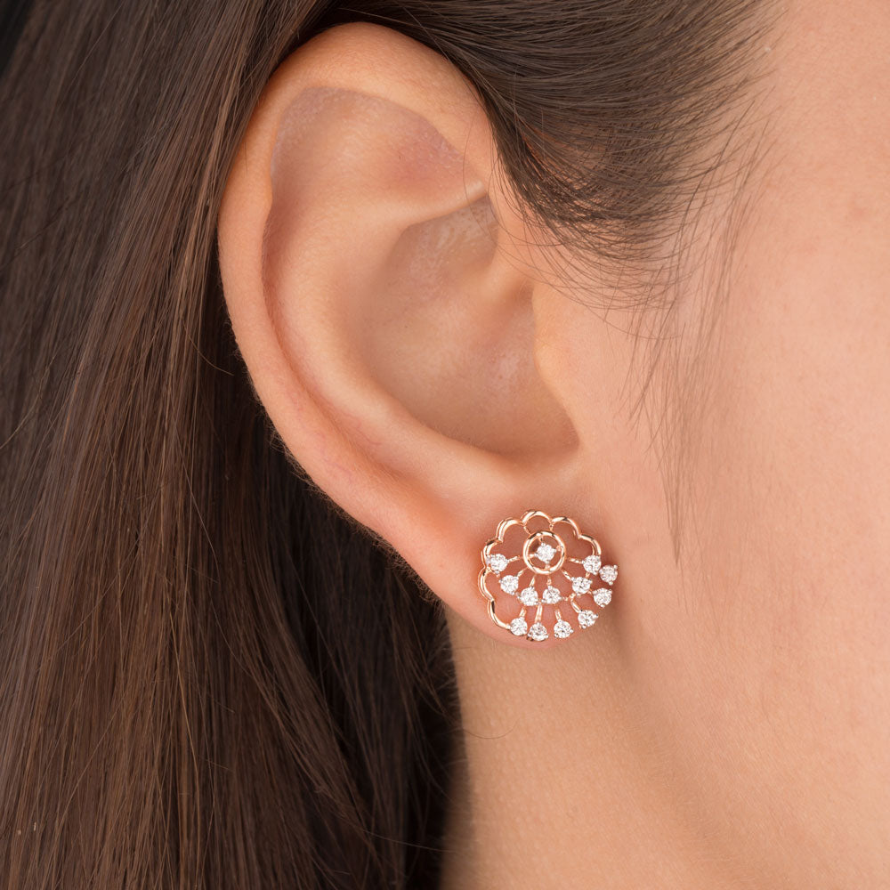 14K Rose Gold Diamond Earrings - 0.467ct VS-SI-FG