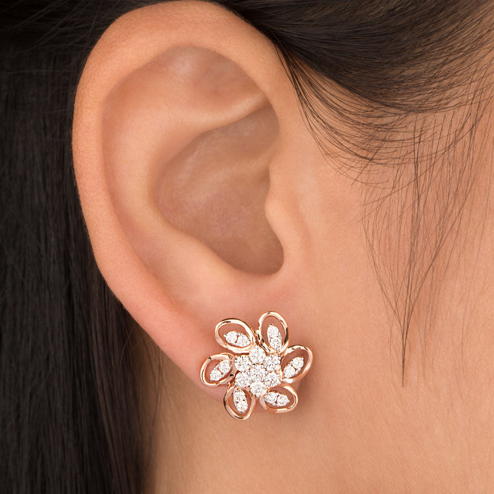 18K Rose Gold Diamond Earrings - 0.885ct VVS-VS-HI