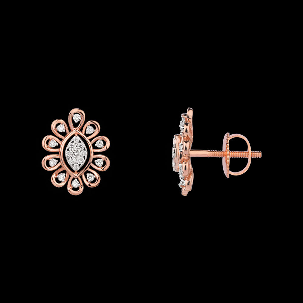14K Rose Gold Diamond Earrings - 0.484ct VS-SI-GH