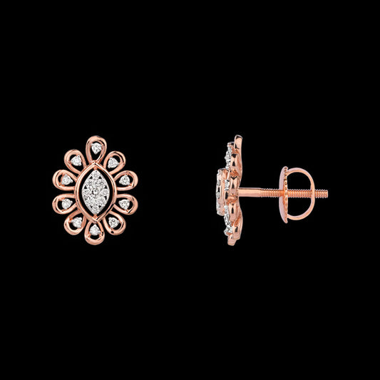 14K Rose Gold Diamond Earrings - 0.484ct VS-SI-GH