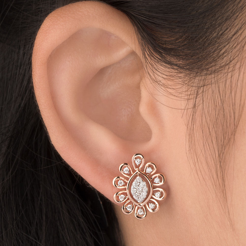 14K Rose Gold Diamond Earrings - 0.484ct VS-SI-GH