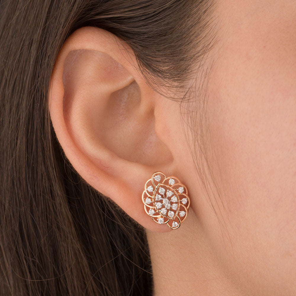 18K Rose Gold Diamond Earrings - 0.64ct VS-SI-GH