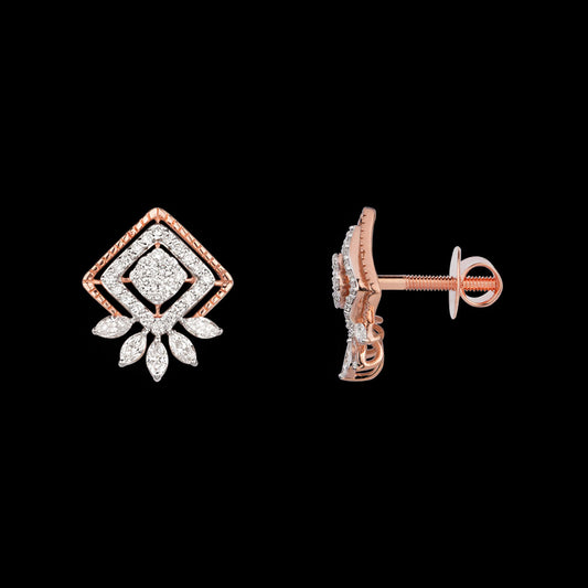 18K Rose Gold Diamond Earrings - 1.108ct VS-SI-FG