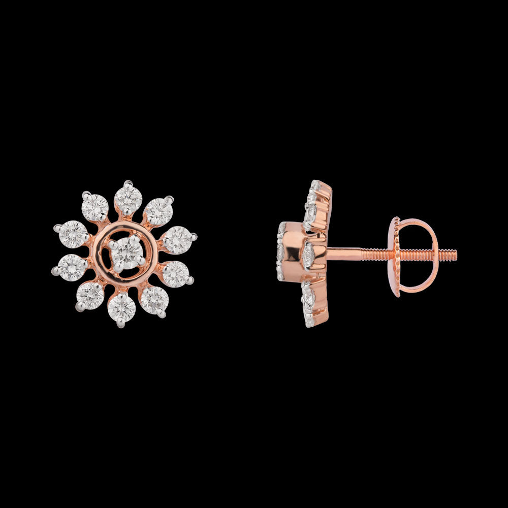 18K Rose Gold Diamond Earrings - 1.127ct VVS-VS-GH