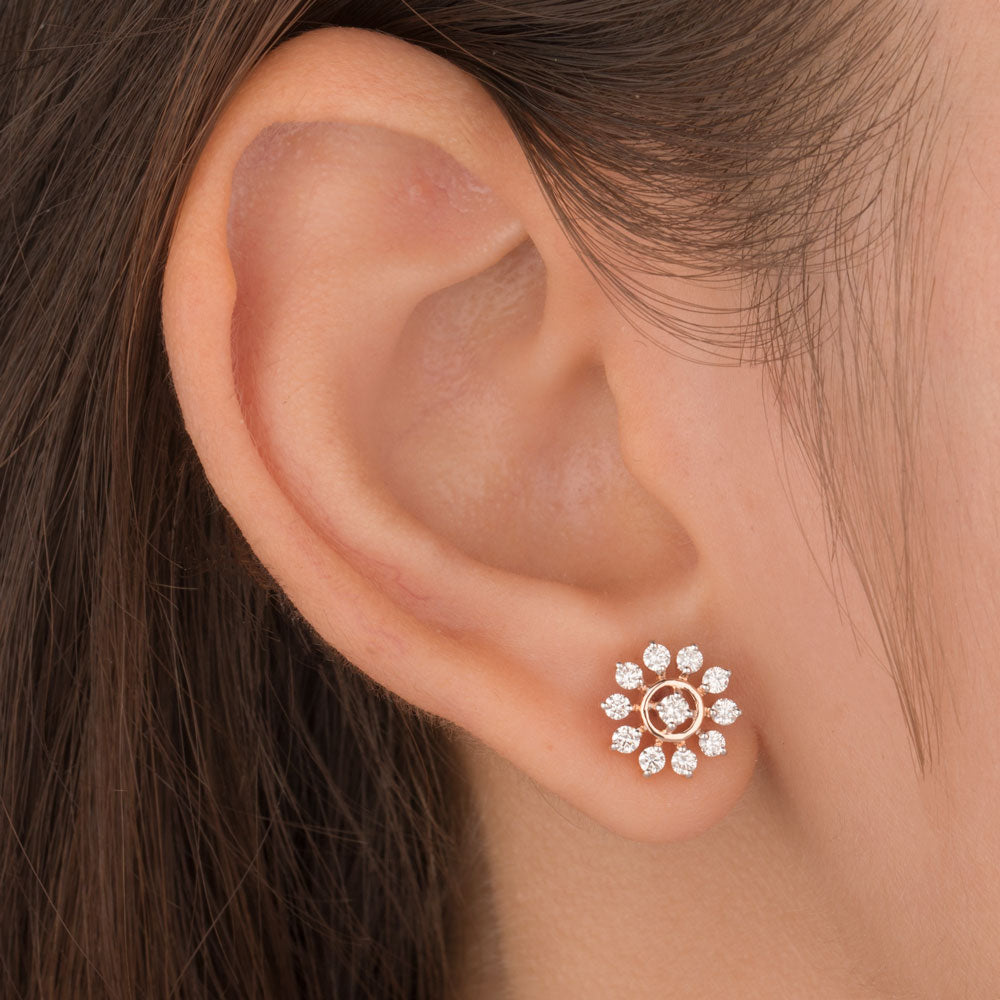 18K Rose Gold Diamond Earrings - 1.127ct VVS-VS-GH