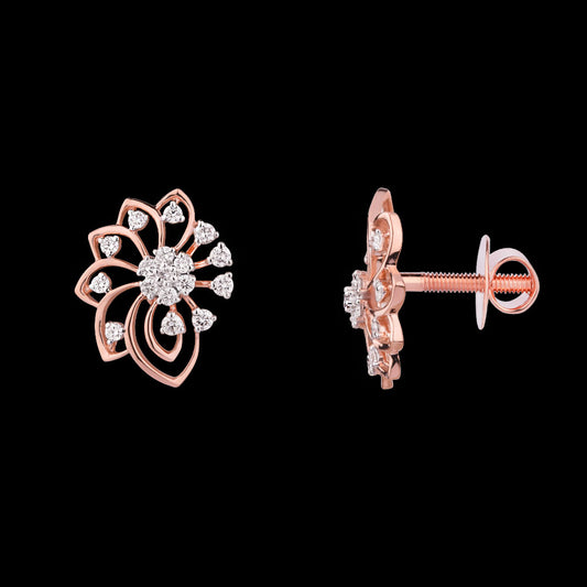 18K Rose Gold Diamond Earrings - 0.362ct VVS-VS-EF