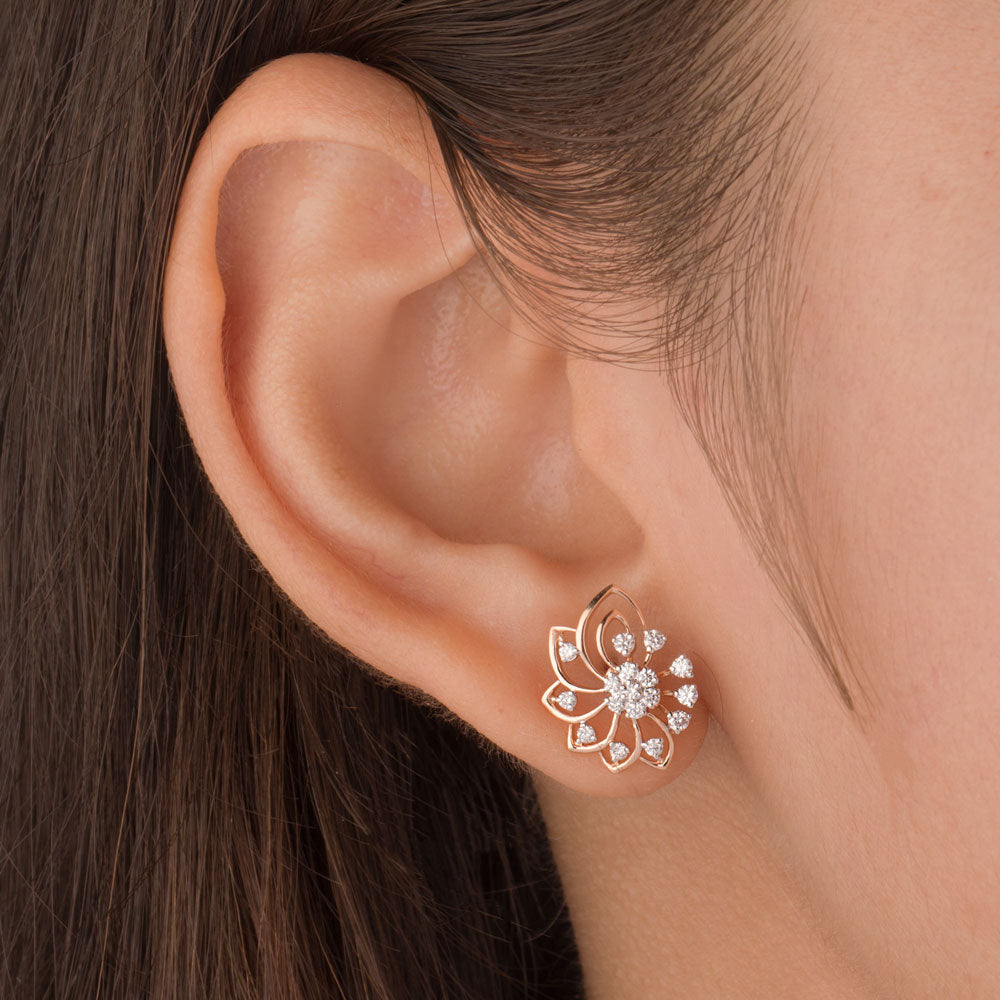 18K Rose Gold Diamond Earrings - 0.362ct VVS-VS-EF