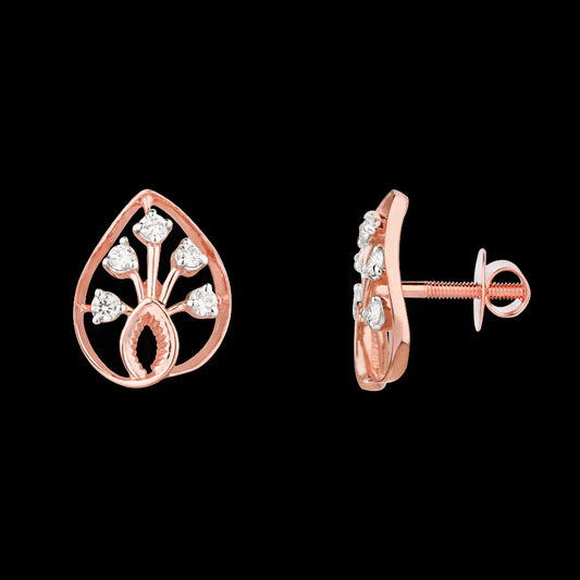 14K Rose Gold Diamond Earrings - 0.198ct VVS-VS-HI