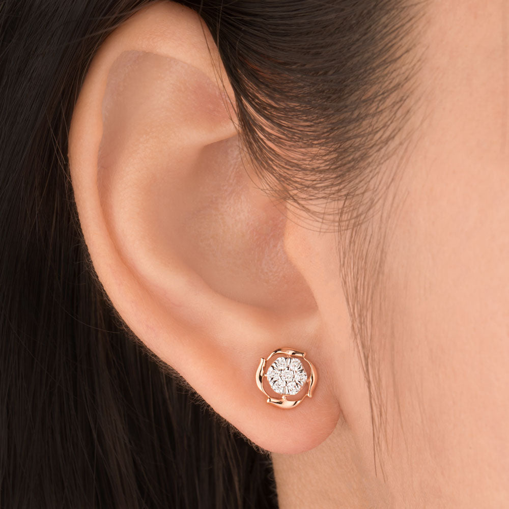 18K Rose Gold Diamond Earrings - 0.25ct VVS-EF