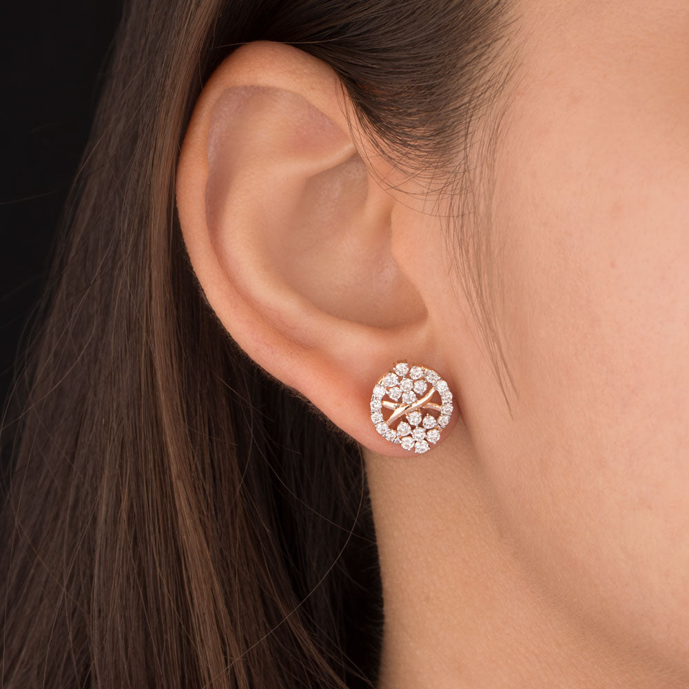 18K Rose Gold Diamond Earrings - 1.033ct VS-SI-GH