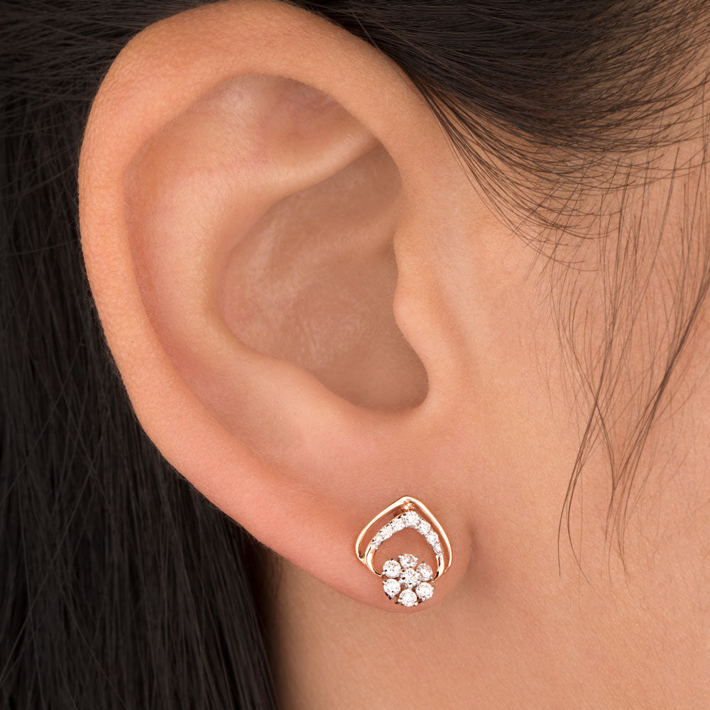 18K Rose Gold Diamond Earrings - 0.247ct VS-SI-EF