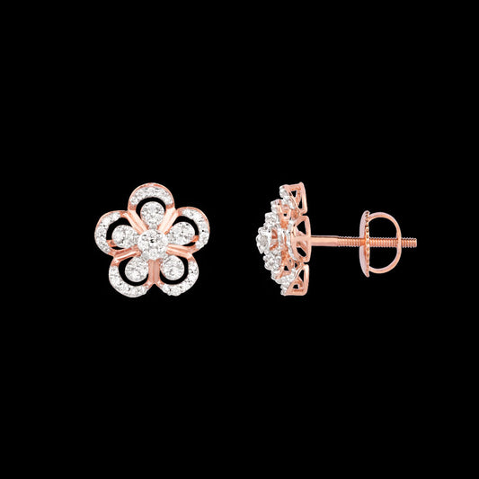 18K Rose Gold Diamond Earrings - 0.48ct VVS-VS-HI