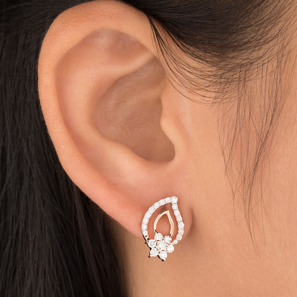 18K Rose Gold Diamond Earrings - 0.622ct VVS-VS-HI