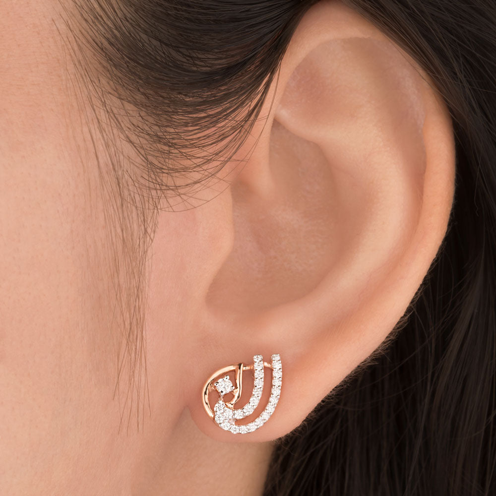 18K Rose Gold Diamond Earrings - 0.354ct VVS-EF