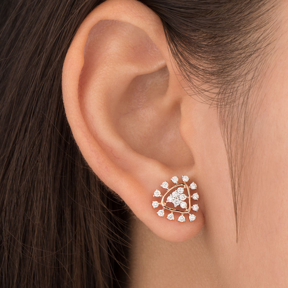 18K Rose Gold Diamond Earrings - 0.594ct VVS-VS-HI