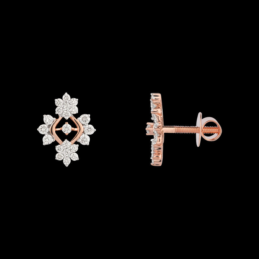 18K Rose Gold Diamond Earrings - 0.672ct VS-SI-GH