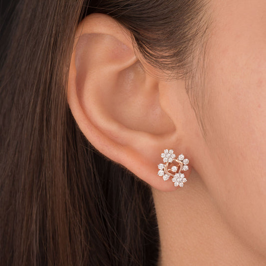 18K Rose Gold Diamond Earrings - 0.672ct VS-SI-GH