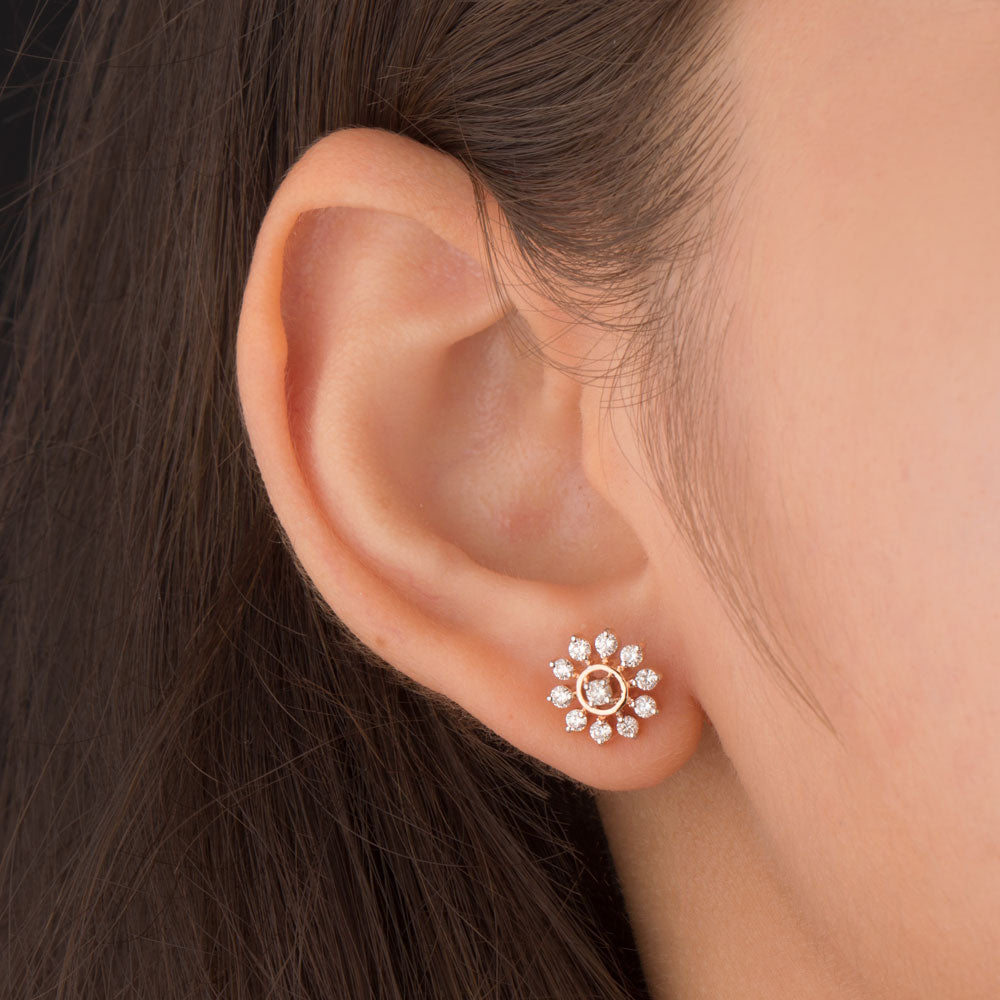 14K Rose Gold Diamond Earrings - 0.57ct VVS-VS-GH