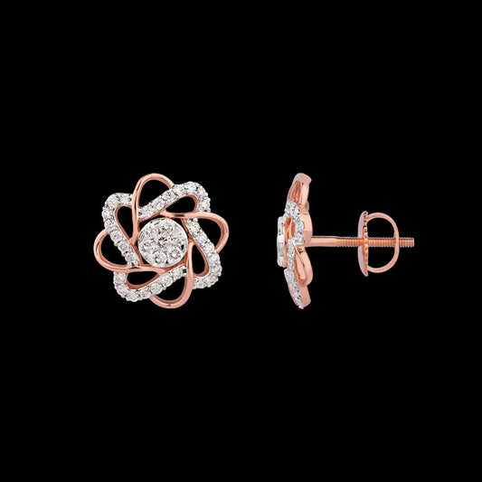 18K Rose Gold Diamond Earrings - 1.058ct VVS-VS-GH