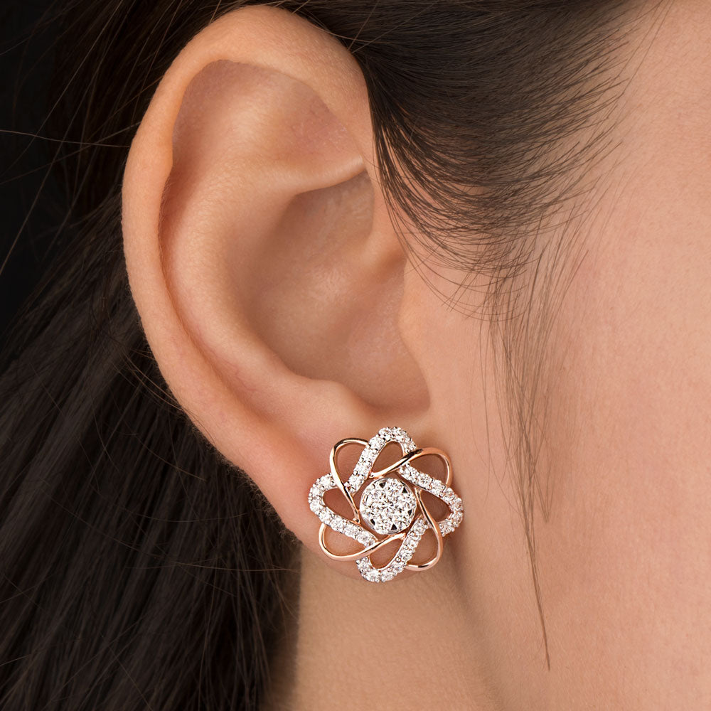 18K Rose Gold Diamond Earrings - 1.058ct VVS-VS-GH