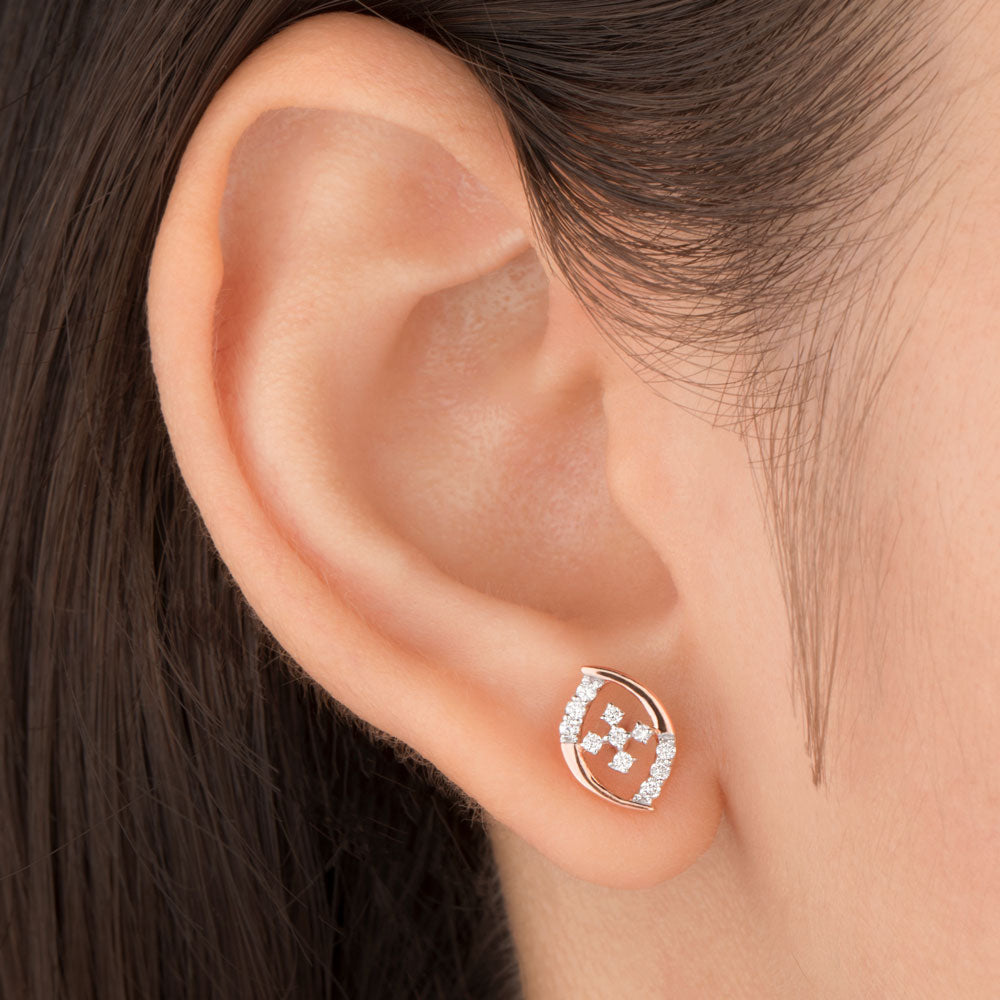 18K Rose Gold Diamond Earrings - 0.183ct VS-SI-EF
