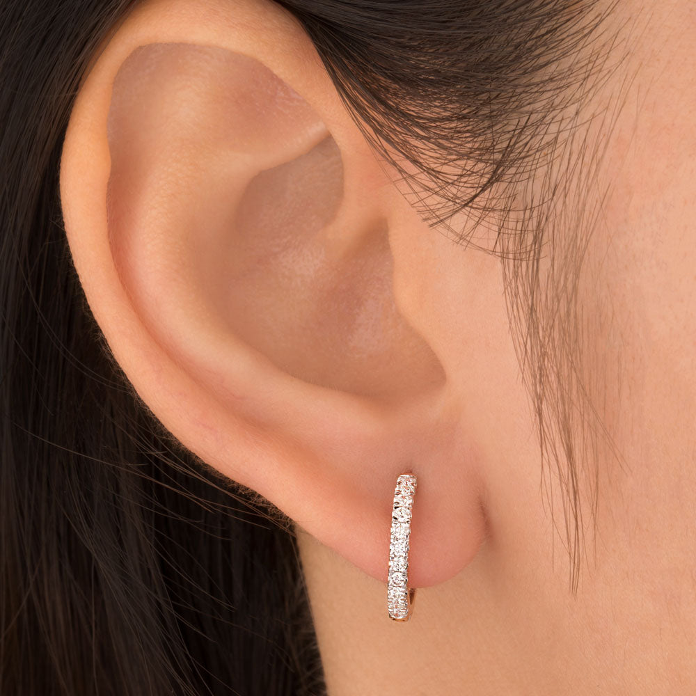 18K Rose Gold Diamond Earrings - 0.625ct VVS-VS-HI