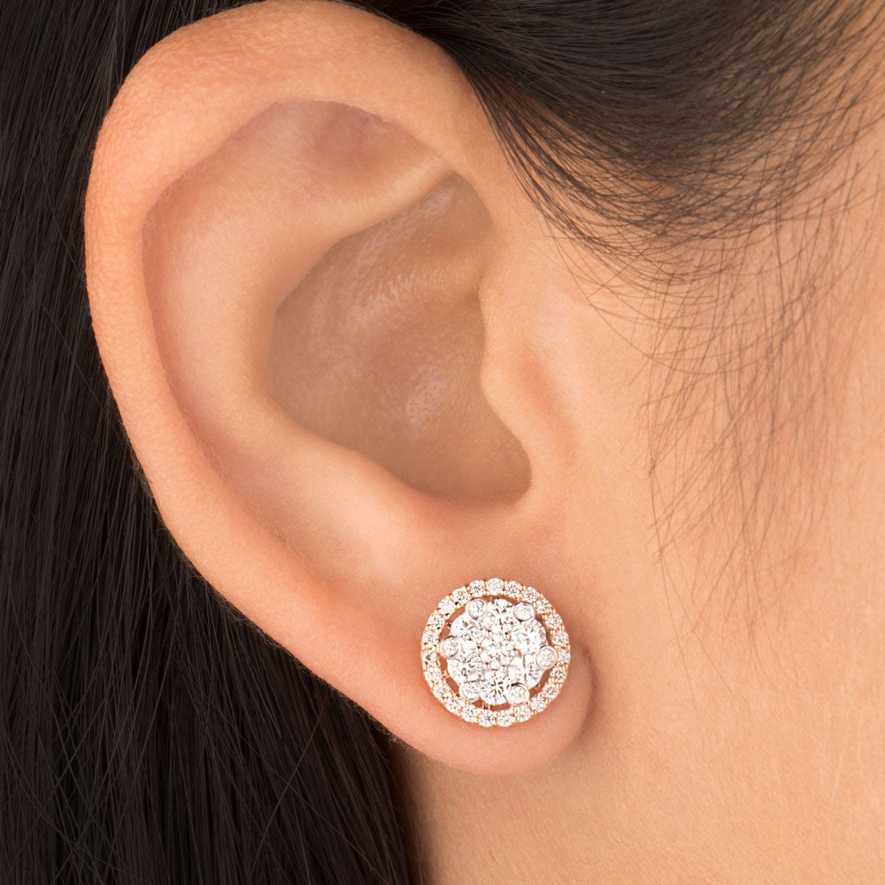 18K Rose Gold Diamond Earrings - 1.018ct VVS-VS-HI