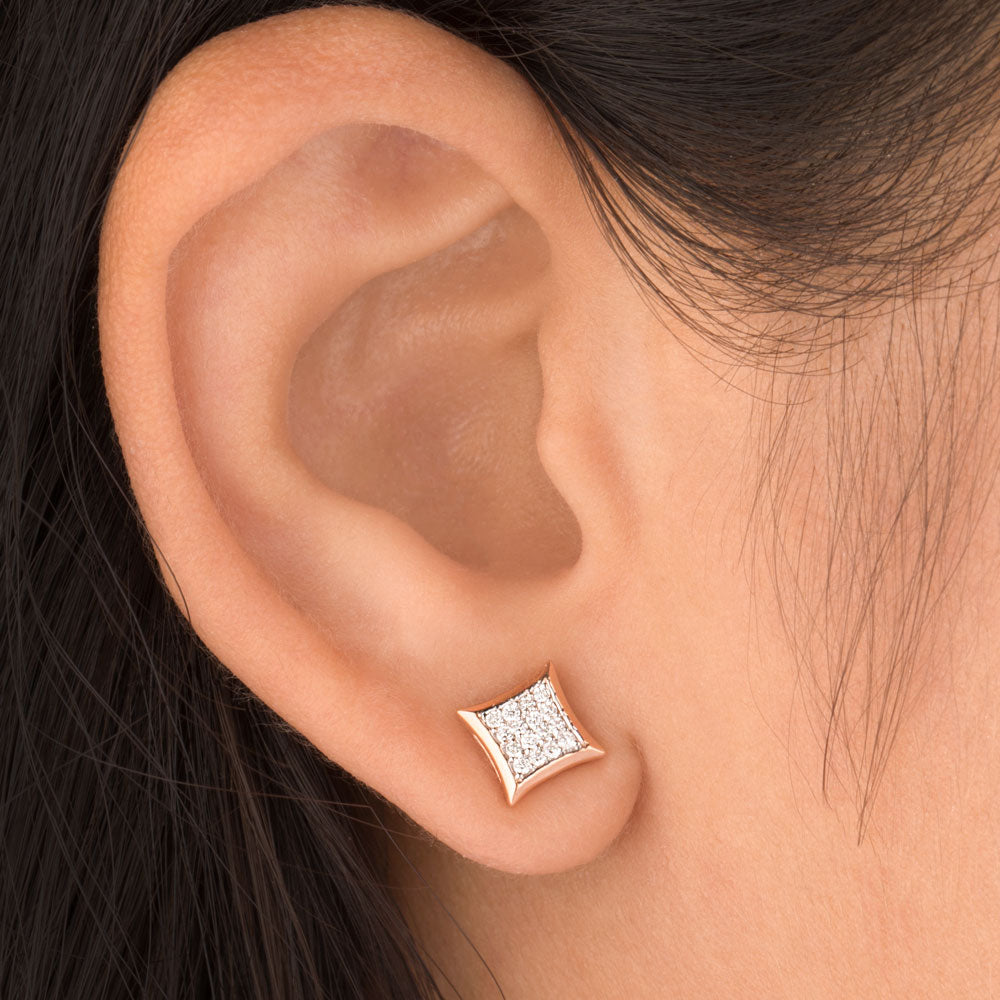 18K Rose Gold Diamond Earrings - 0.154ct VS-SI-EF