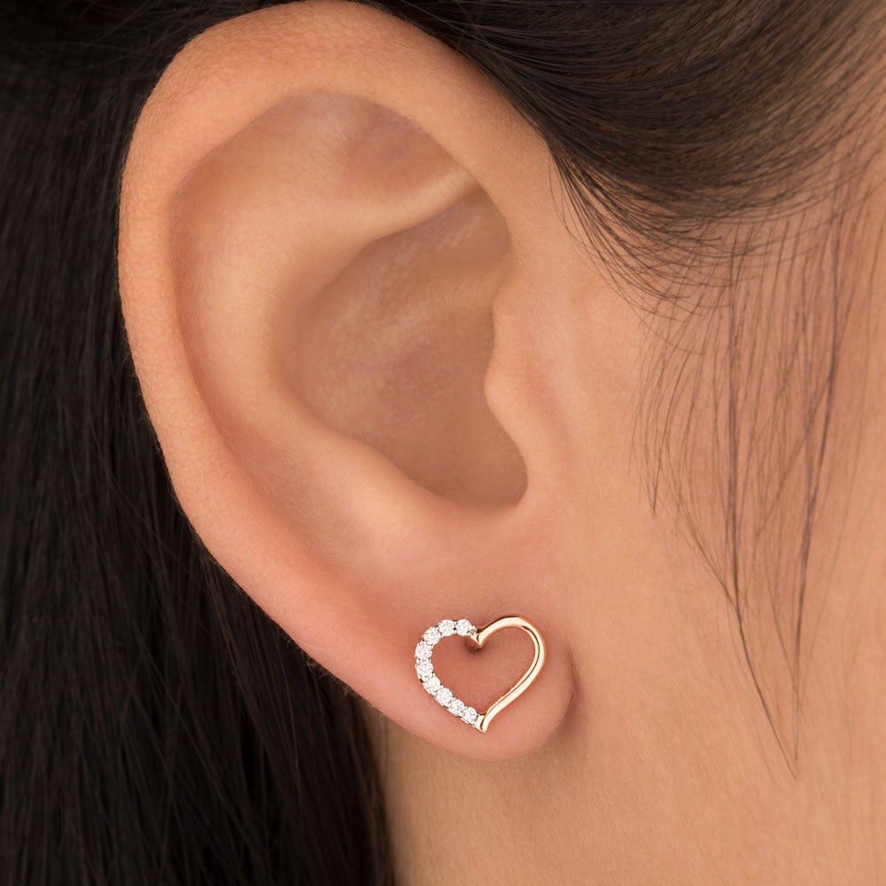 18K Rose Gold Diamond Earrings - 0.106ct VS-SI-EF