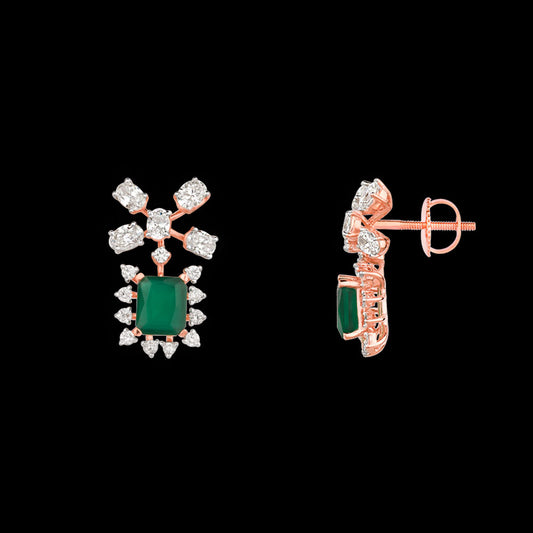 18K Rose Gold Diamond Earrings - 1.541ct VS-SI-IJ with Colour Stones