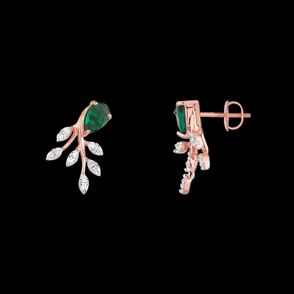 18K Rose Gold Diamond Earrings - 0.185ct VVS-FG with Colour Stones