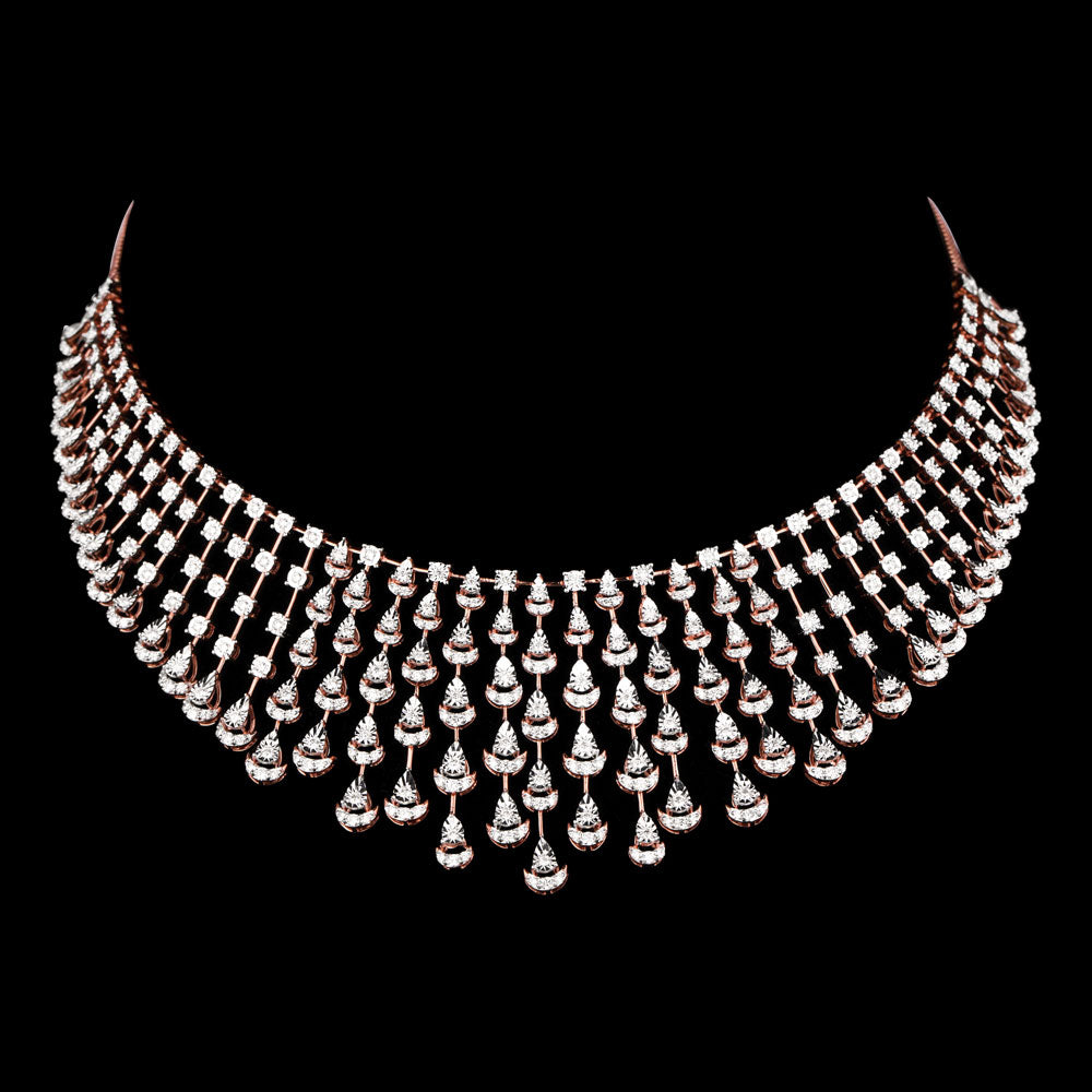18K Rose Gold Diamond Necklace - 5.388ct VVS-VS-HI