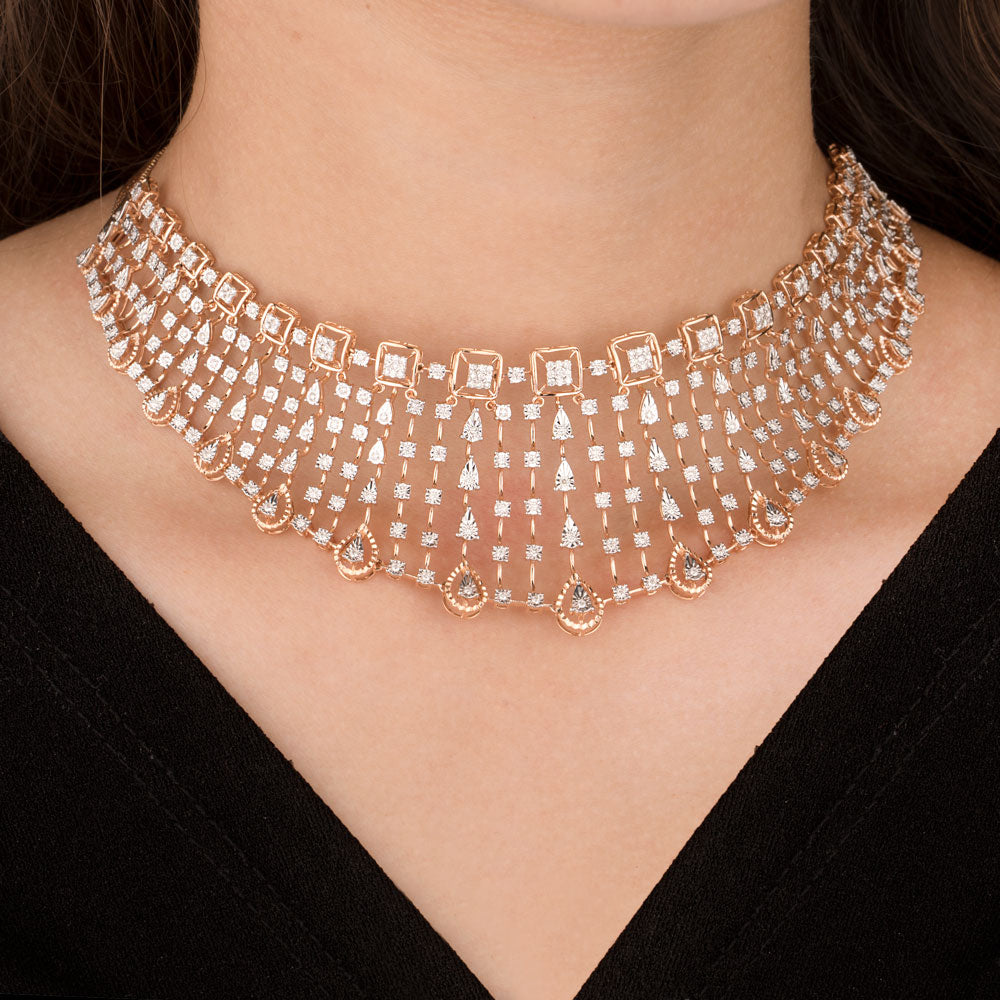 18K Rose Gold Diamond Necklace - 2.597ct VVS-VS-IJ