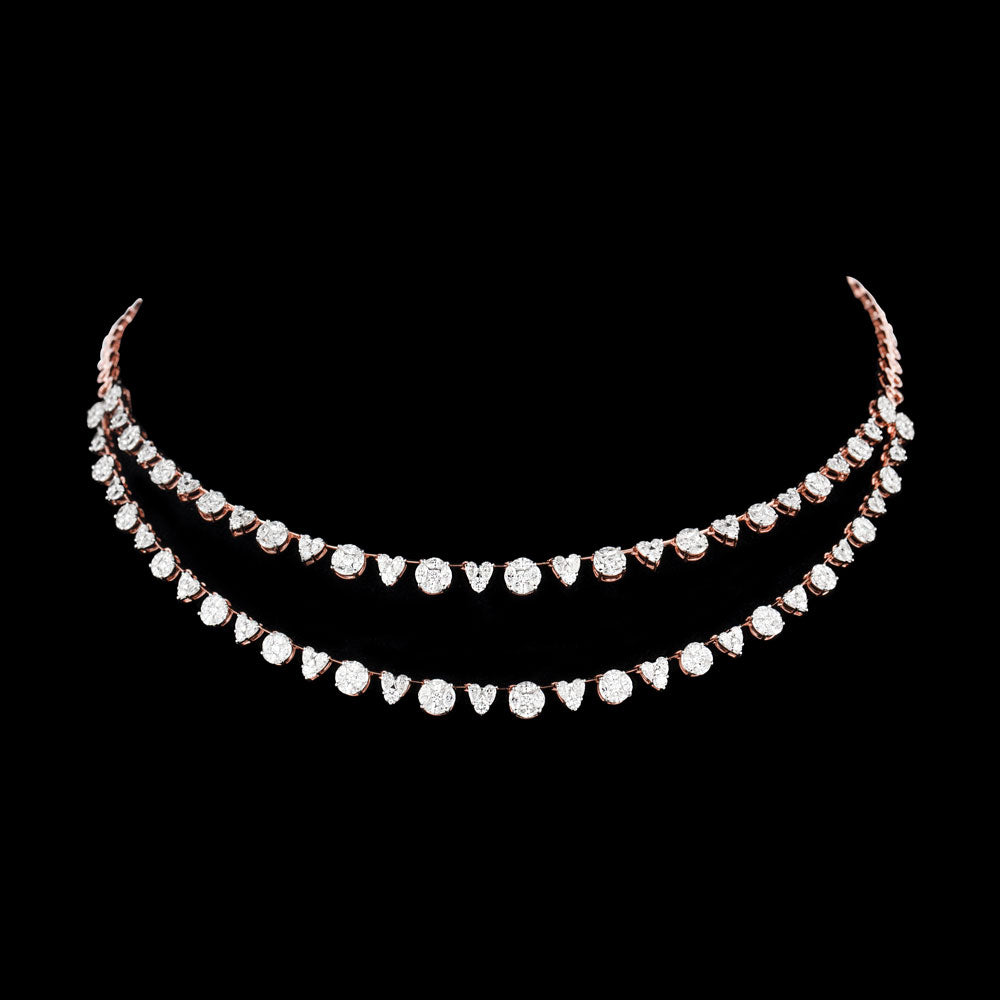 18K Rose Gold Diamond Necklace - 6.792ct VVS-EF