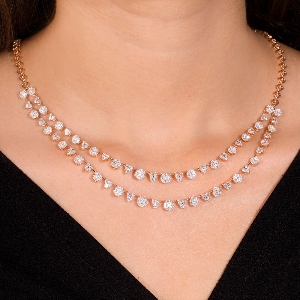 18K Rose Gold Diamond Necklace - 6.792ct VVS-EF