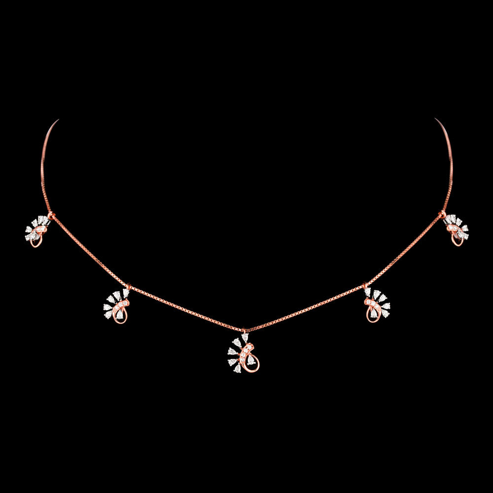 18K Rose Gold Diamond Necklace - 1.176ct VVS-EF