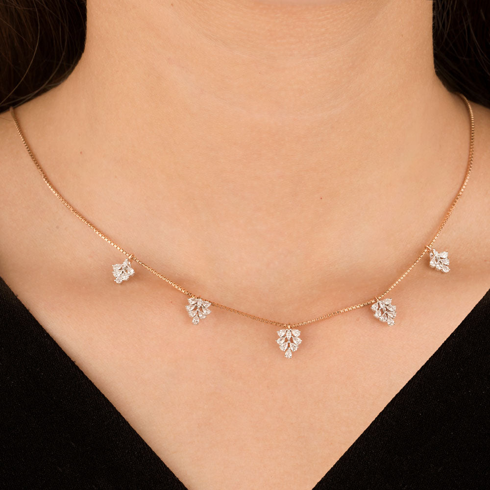 18K Rose Gold Diamond Necklace - 1.147ct VVS-EF