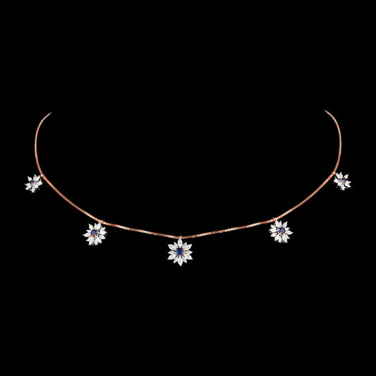 18K Rose Gold Diamond Necklace - 2.065ct VVS-EF with Colour Stones