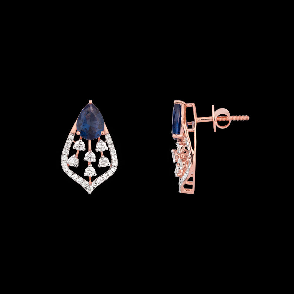 18K Rose Gold Diamond Jewellery - 0.856ct VVS-FG with Colour Stones