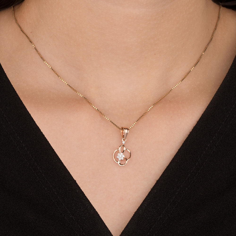 14K Rose Gold Diamond Pendant - 0.082ct VVS-VS-EF