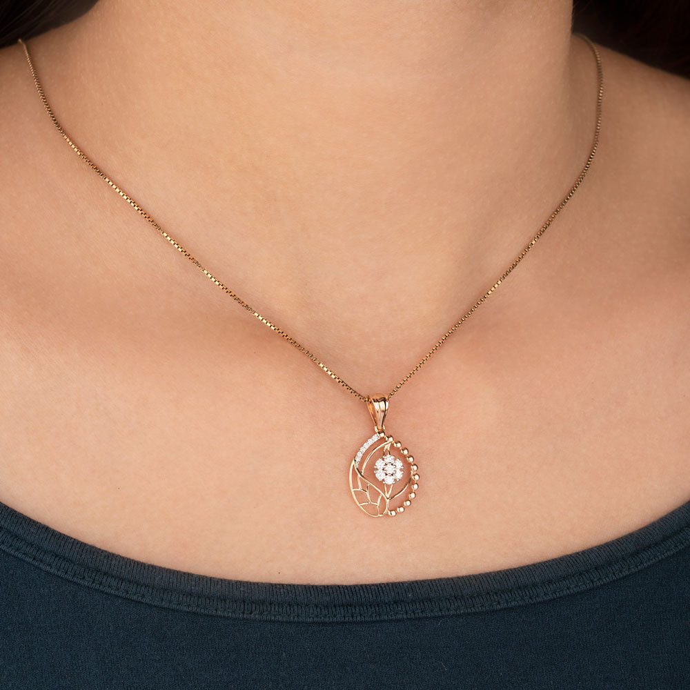 18K Rose Gold Diamond Pendant - 0.173ct VVS-VS-HI