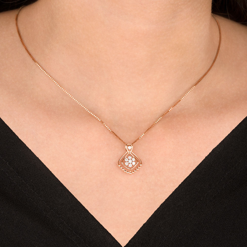 18K Rose Gold Diamond Pendant - 0.165ct VS-GH