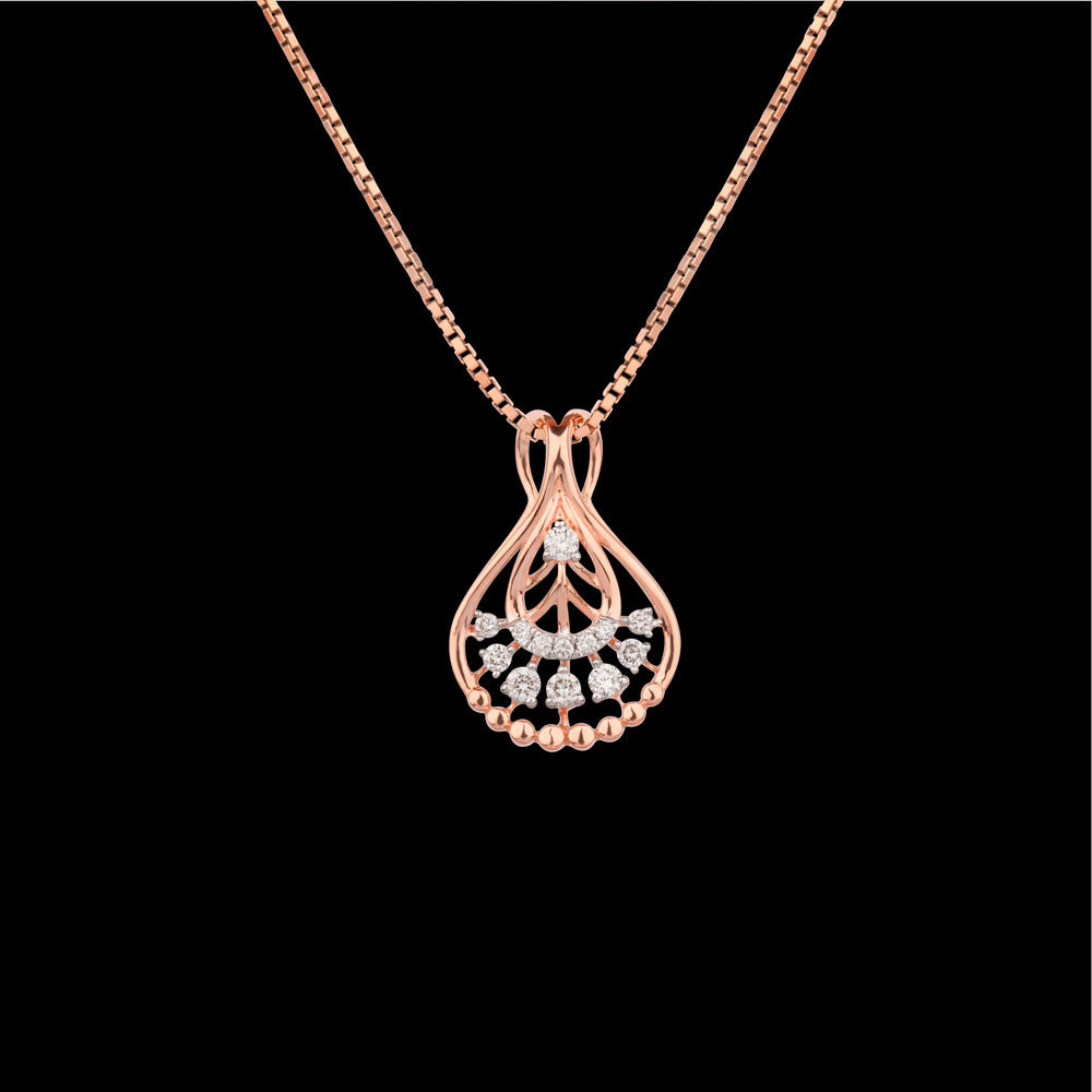 18K Rose Gold Diamond Pendant - 0.152ct VVS-VS-HI