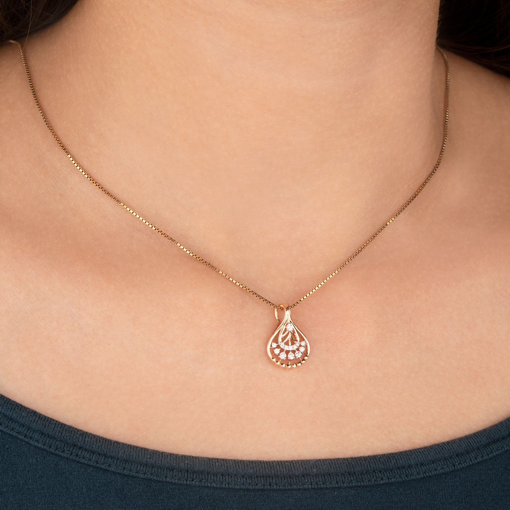 18K Rose Gold Diamond Pendant - 0.152ct VVS-VS-HI