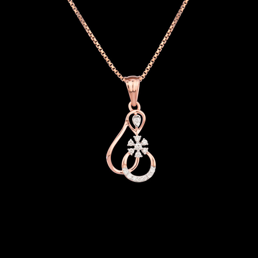 18K Rose Gold Diamond Pendant - 0.134ct VVS-VS-HI