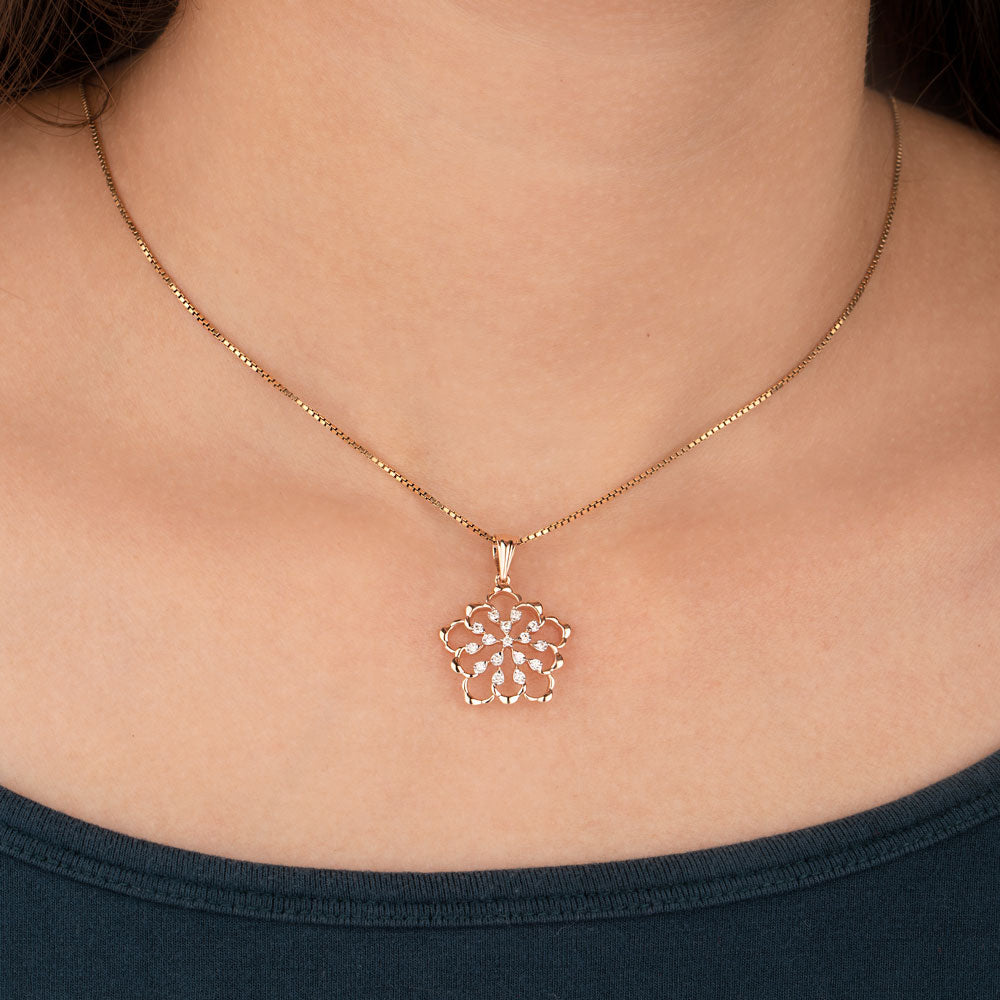 14K Rose Gold Diamond Pendant - 0.143ct VVS-VS-HI